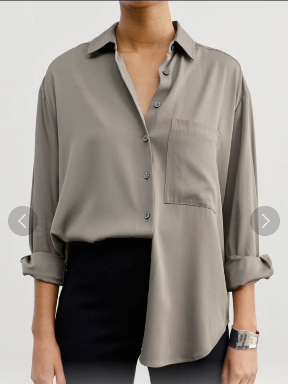 AYR Heavy Silk Relaxed Fit Women's Button-Down Shirt in light brown like new
